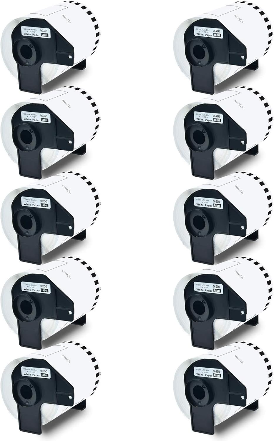 NineLeaf 10 Pack 102mm x 30.43m(4" x 100') Continuous White Length Paper Labels with Cartridge Compatible for Brother DK2243 DK-2243 for P-Touch QL-1050 QL-1050N QL-1060N Printer