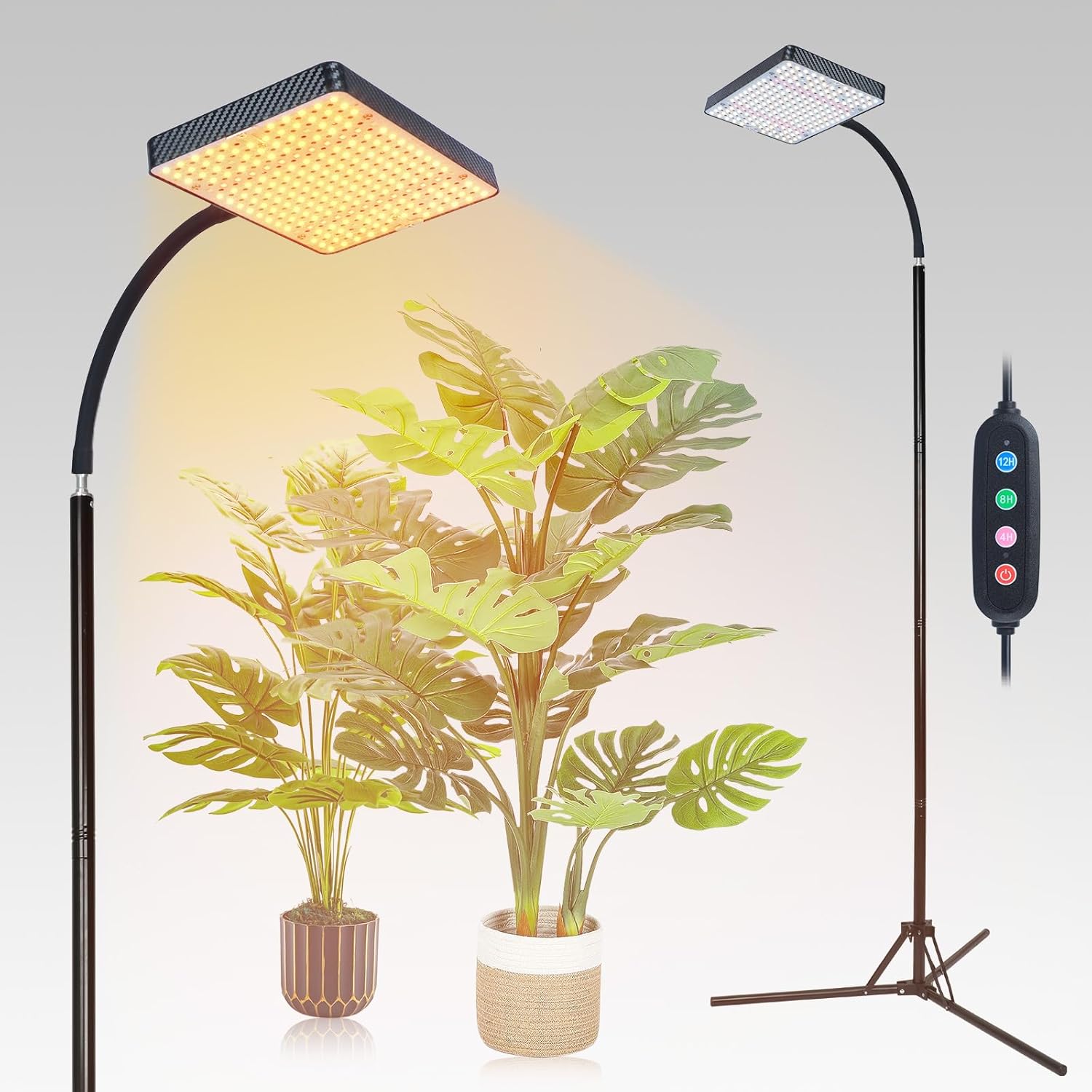 FECiDA 2026 Grow Lights with Upgraded Stand, Standing Grow Lights for Indoor Tall Plants, Bonsai Tree, 4/8/12/16/20 Hr Timer, 25 Watt Power Draw, NO Need Adapter, 24"-76" Height Adjustable