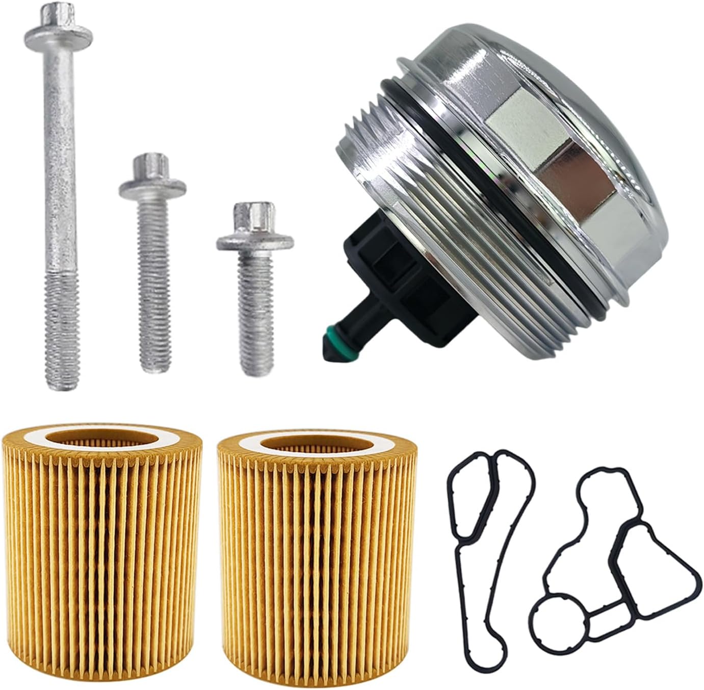 Engine Oil Filter Housing Cover Cap Fit for BMW 128i 135i 228i 320i 325i 328i 330i 335i 428i 525i 528i 530i 535i 740i M2 X1 X3 X4 X5 X6 Z4 Replace 11427525334,11427566327,w/2x Oil Filter & Bolt Gasket