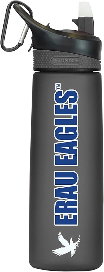 The Fanatic Group Embry-Riddle Tritan Plastic Frosted Sport Water Bottle, Design-2 - Black