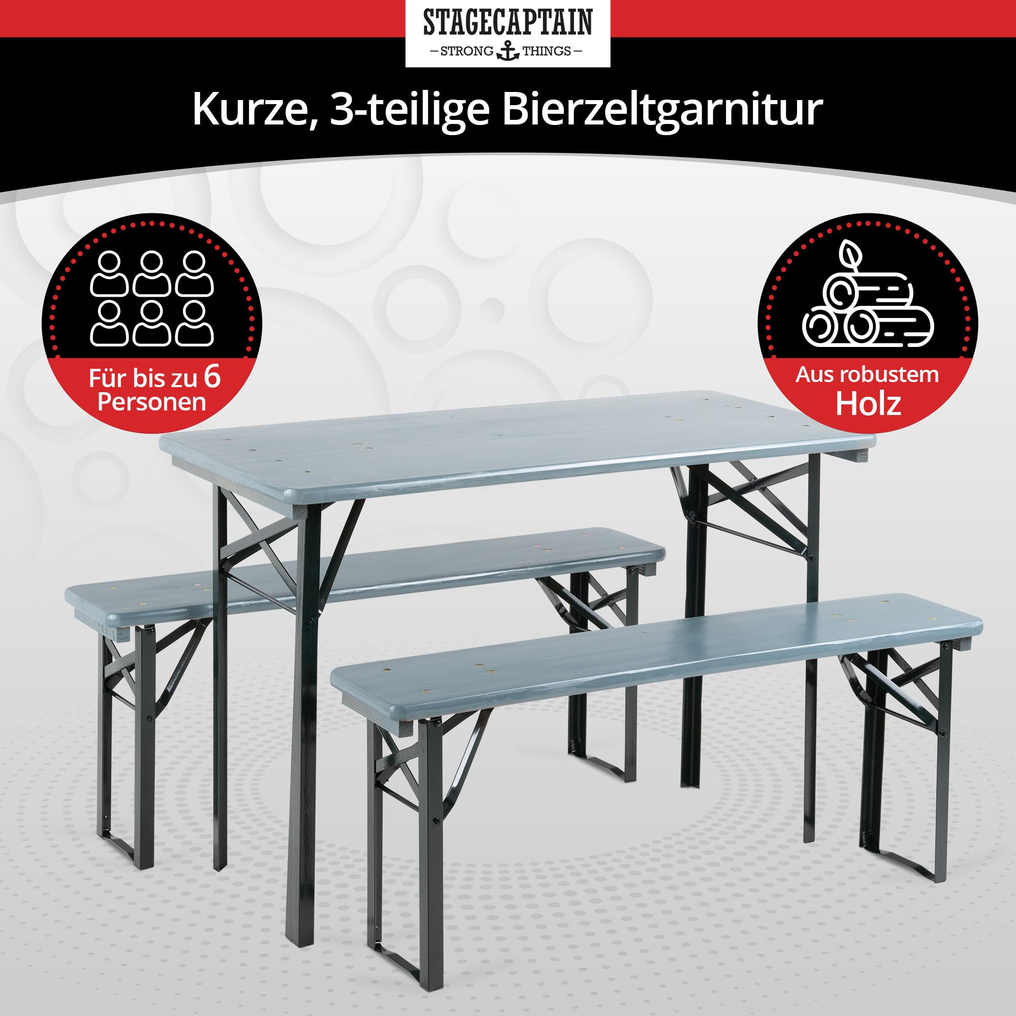 Stagecaptain Hirschgarten Set Tavolo Da Birreria Per Balcone 117 cm Grigio