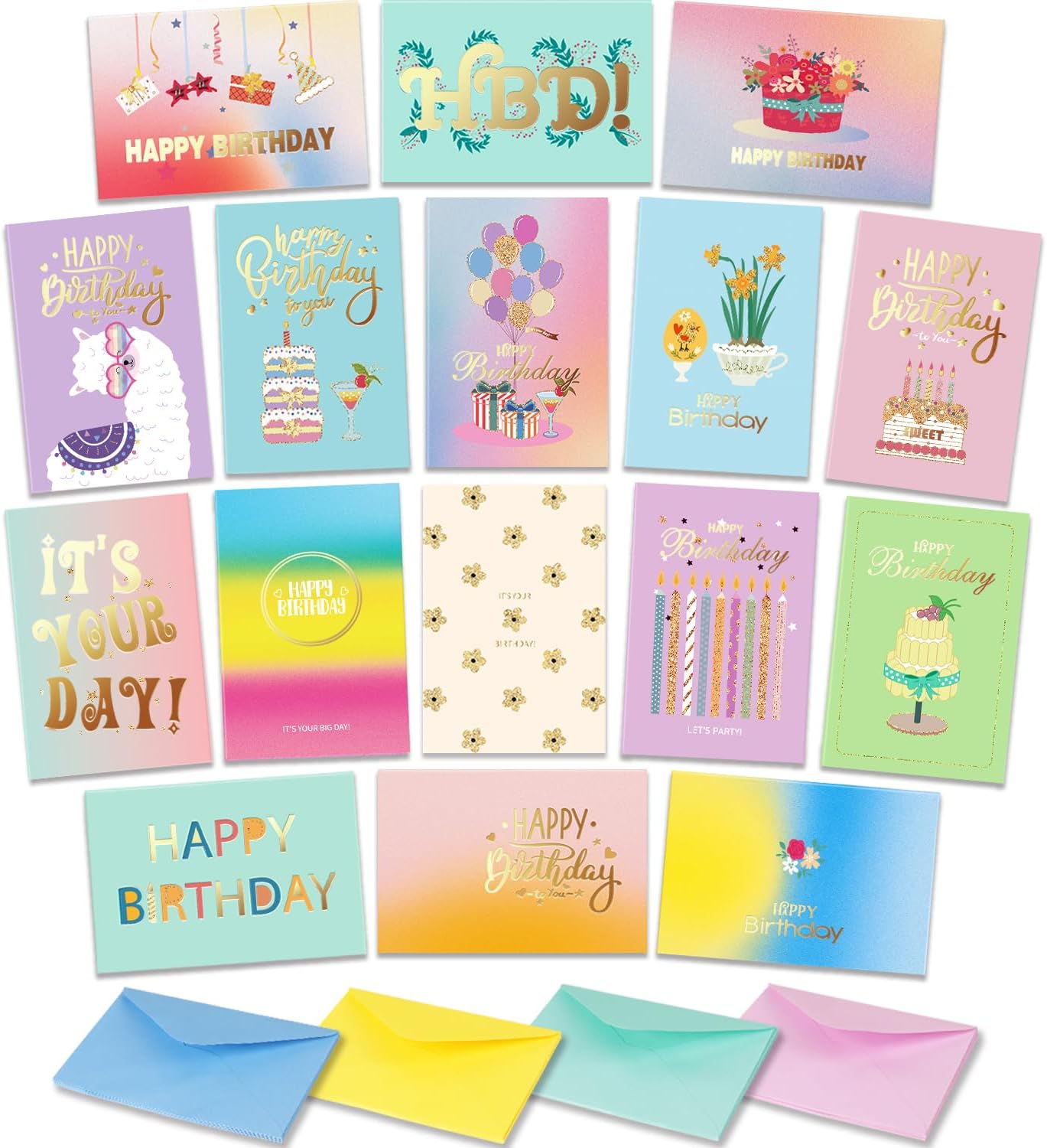 Birthday Cards Assortment 32 Assorted Birthday Cards with Envelopes