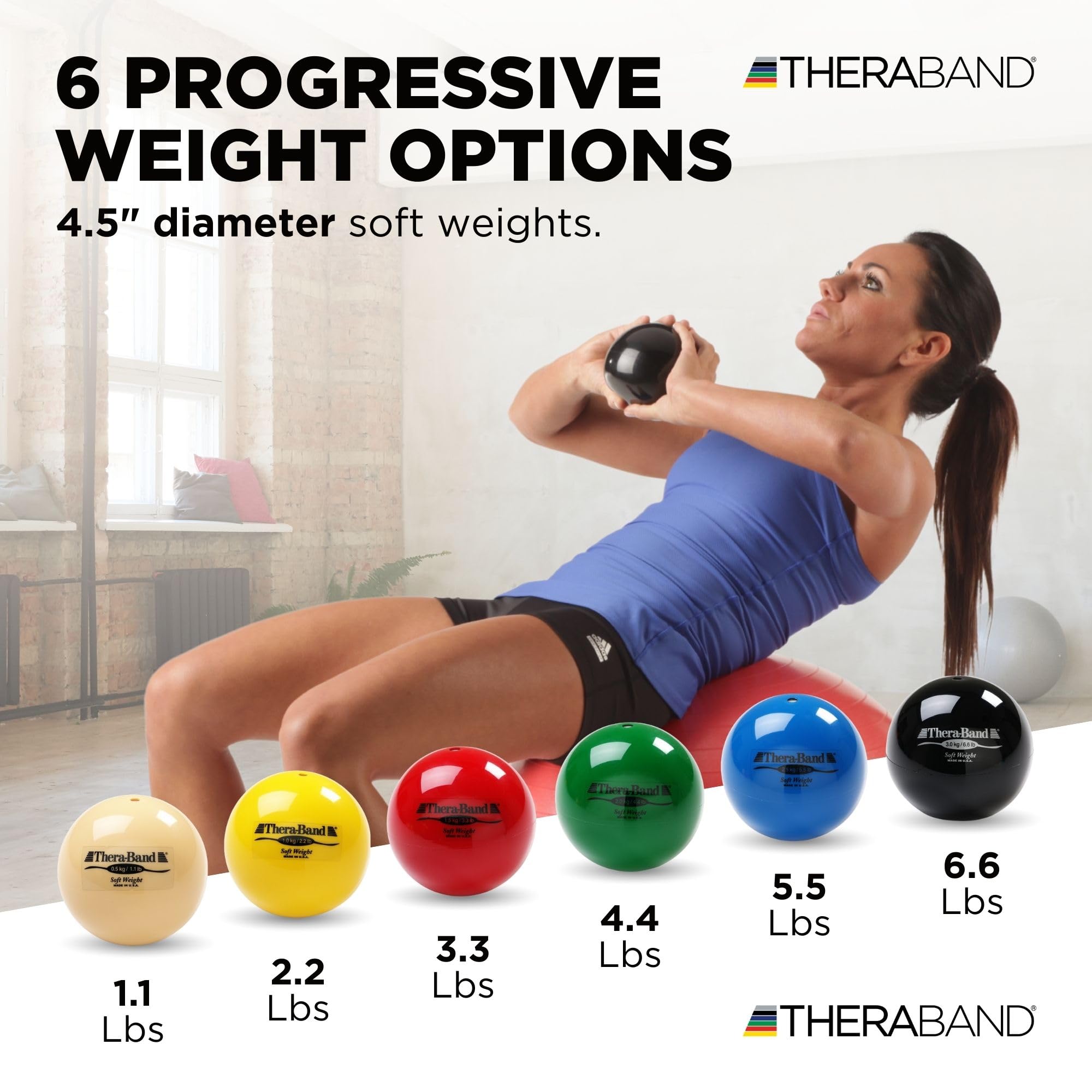 Theraband Ballon d'exercice Doux de 11,4 cm de diamètre pour la Musculation et la rééducation, Pilates, Yoga, Exercices de tonification, équipement d'exercice à Domicile