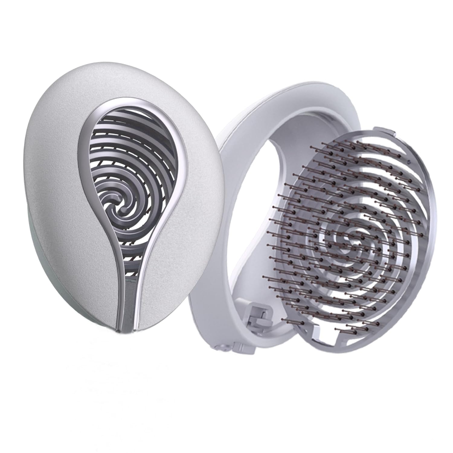 Uffy Spiral Shine Detangling Hair Brush for Wet & Dry Hair, Shower Detangler, Travel Brush — Anti-Frizz Bristles, Tangle-Free, Reduces Breakage, Ergonomic Handle, Moonlight White