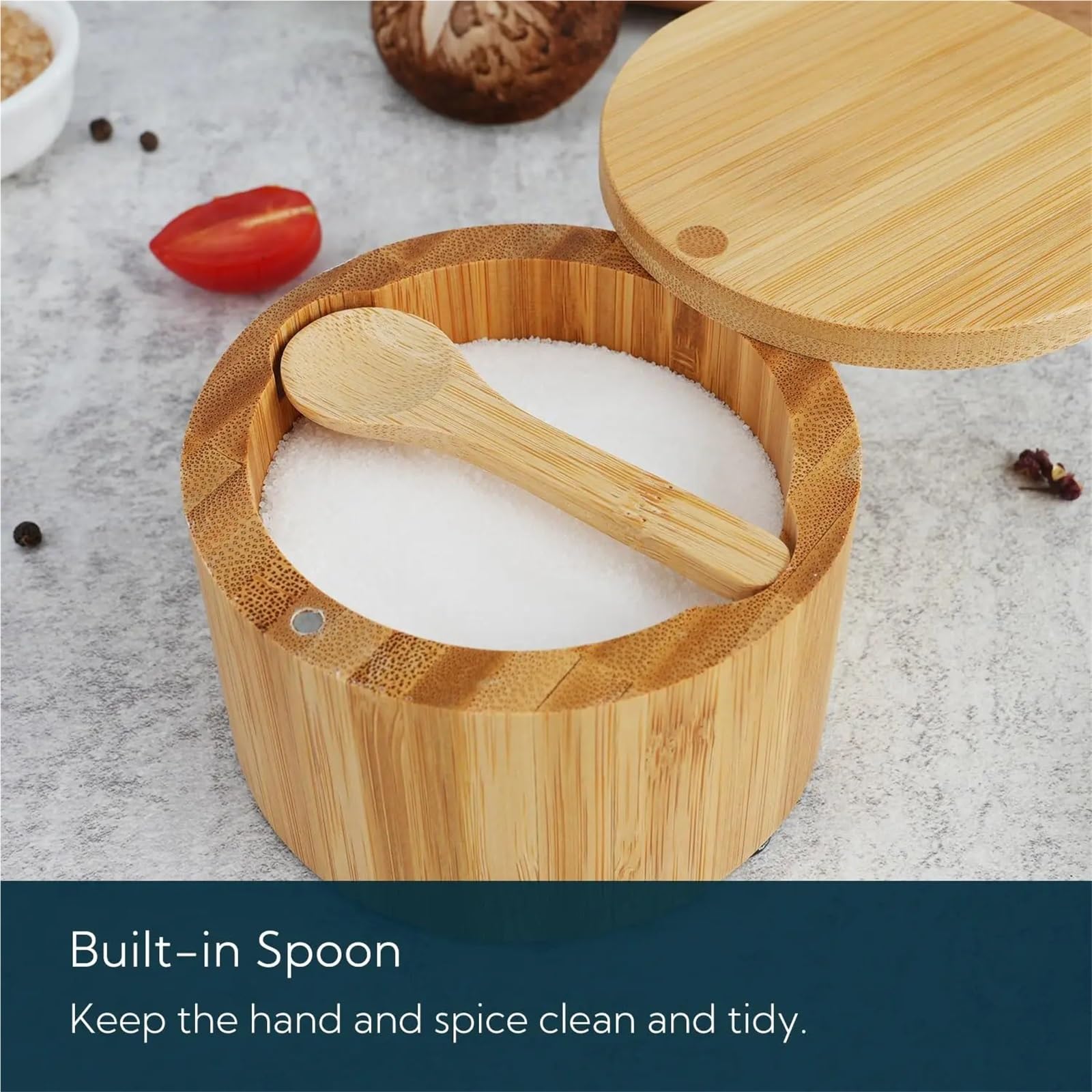 Caja De Especias Caja de cuencos for salero con tapa magnética giratoria for almacenar pimienta, especias, sal de baño, sal marina, hierbas, caja de soporte for almacenamiento de condimentos, 2 uds. P