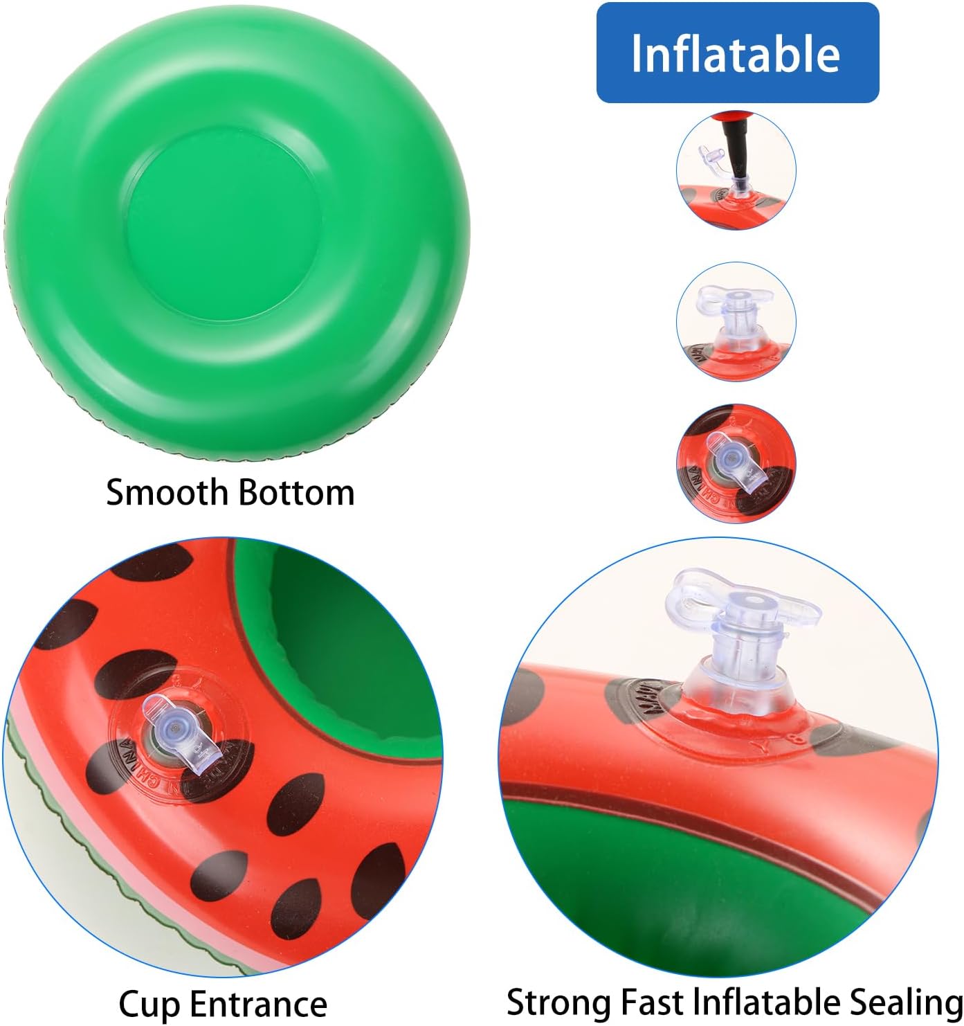 LIYDE 6 Pack Inflatable Watermelon Drink Holder, Inflatable Drink Floats for Swimming Pool, Pool Party Decorations