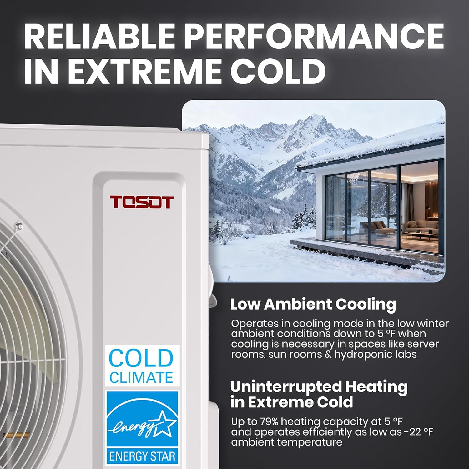 TOSOT 24,000 BTU 24.0 SEER2 Mini-Split Air Conditioner & Heater, Energy Star & Cold Climate Certified, Ductless Inverter AC Unit with WiFi, Supports ERV System, 208-230V, Aoraki Series, White