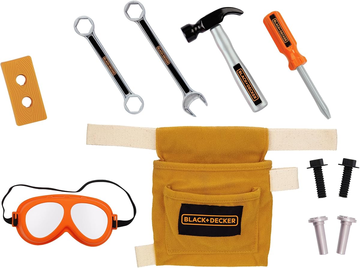 JAKKS Pacific Black+Decker Jr Tool Belt Set with 11 Tools and Accessories