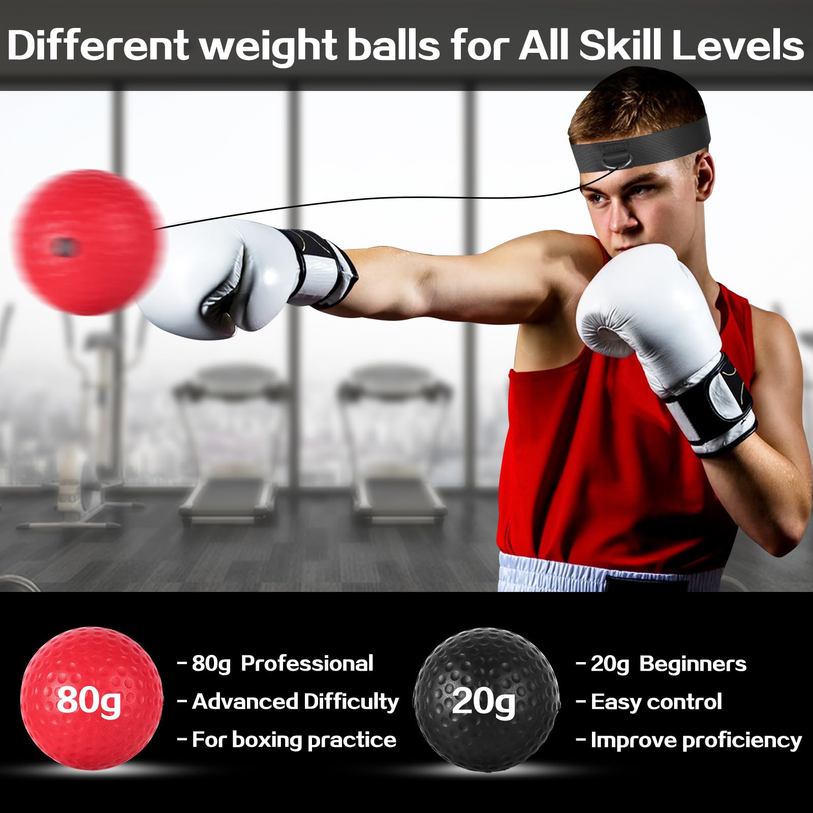 Ensemble De Réaction De Sport De Balle Réflexe De Boxe Avec Bandeau Réglable Et 3 Balles Pour Améliorer La Vitesse Et La Coordination œil-main