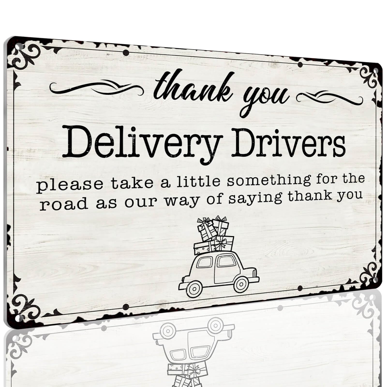 Homely Accents Thank You Delivery Driver Metal Signs Vintage Snack Station Sign for Drivers Home Front Door Porch Shop Outdoor Decor 12x8 Inches