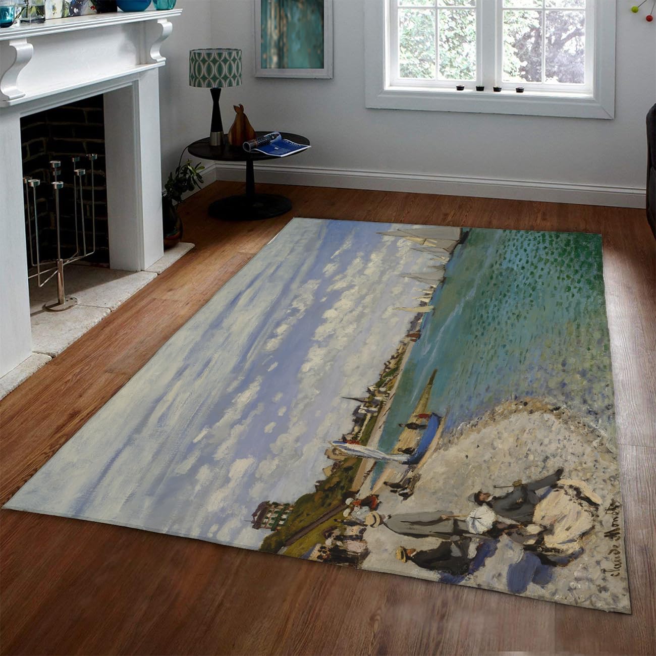 Tapis Monet voilier 160x200cm bleu et gris pour salon