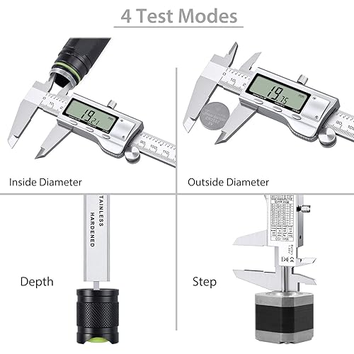 Miniatura 4 de Proster Calibrador Vernier digital de 6 pulgadas, 5.906 in, fracción de pinza electrónica, pinza métrica para longitud, ancho, profundidad, diámetro