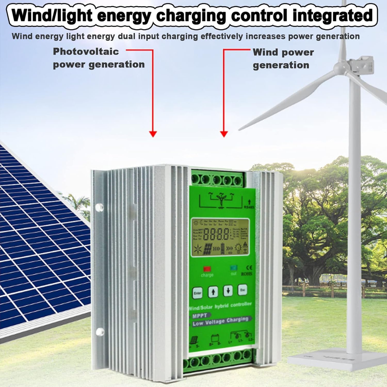 Hybrydowy Kontroler ładowania Wiatru Słonecznego Z Obciążeniem Zrzutu Dla Generatora Turbiny Wiatrowej O Maksymalnej Mocy 800 W Panel Słoneczny O Mocy 800 W Akumulator 12 V, 12V, 800W