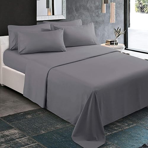 Miniatura 6 de Juego de sábanas de 4 piezas, 100% algodón, para mayor suavidad y comodidad de 800 TC 4 vías de ajuste elástico, 16 pulgadas DP transpirable,