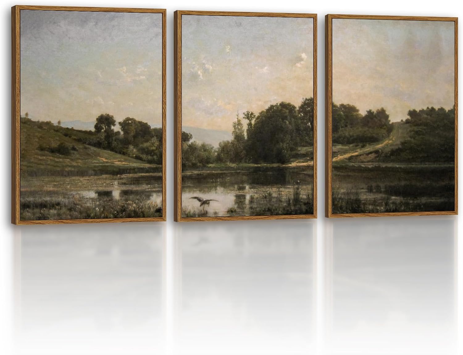 HUARCEY Large Modern Abstract Flower Wall Art Framed Canvas Set of 2, 16"x24" Minimalist Floral Paintings Artwork 2 Piece, Contemporary Neutral Tones Bedroom Living Room Kitchen Home Decor