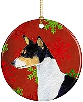 Vista 106 de Caroline's Treasures Dachshund copos de nieve rojos y verdes, adorno de cerámica de Navidad para colgar en el árbol de Navidad, decoración