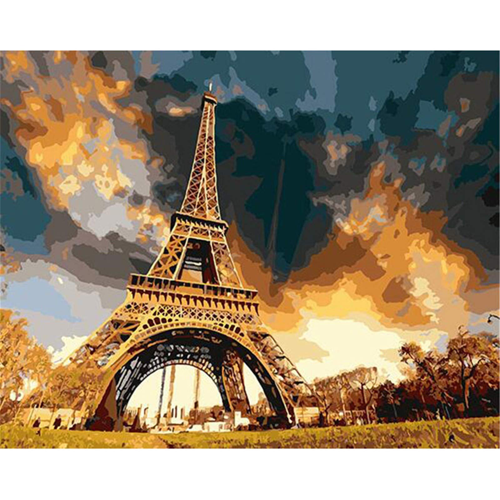 Kitquiver 5D Diamond Painting Set – Blumen & Eiffelturm, Rundbohrer, 50x70 Cm, Wanddekoration Selbst Gestalten