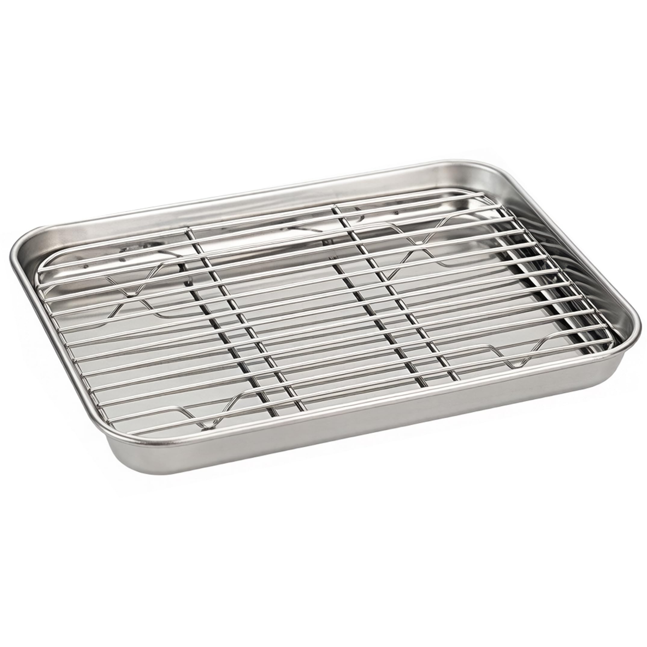 Pineeseatile Stainless Steel Baking Trays, 9x7 Inch Cooling Rack Multipurpose Oven Tray for Baking Steaming Roasting, Cooling Rack