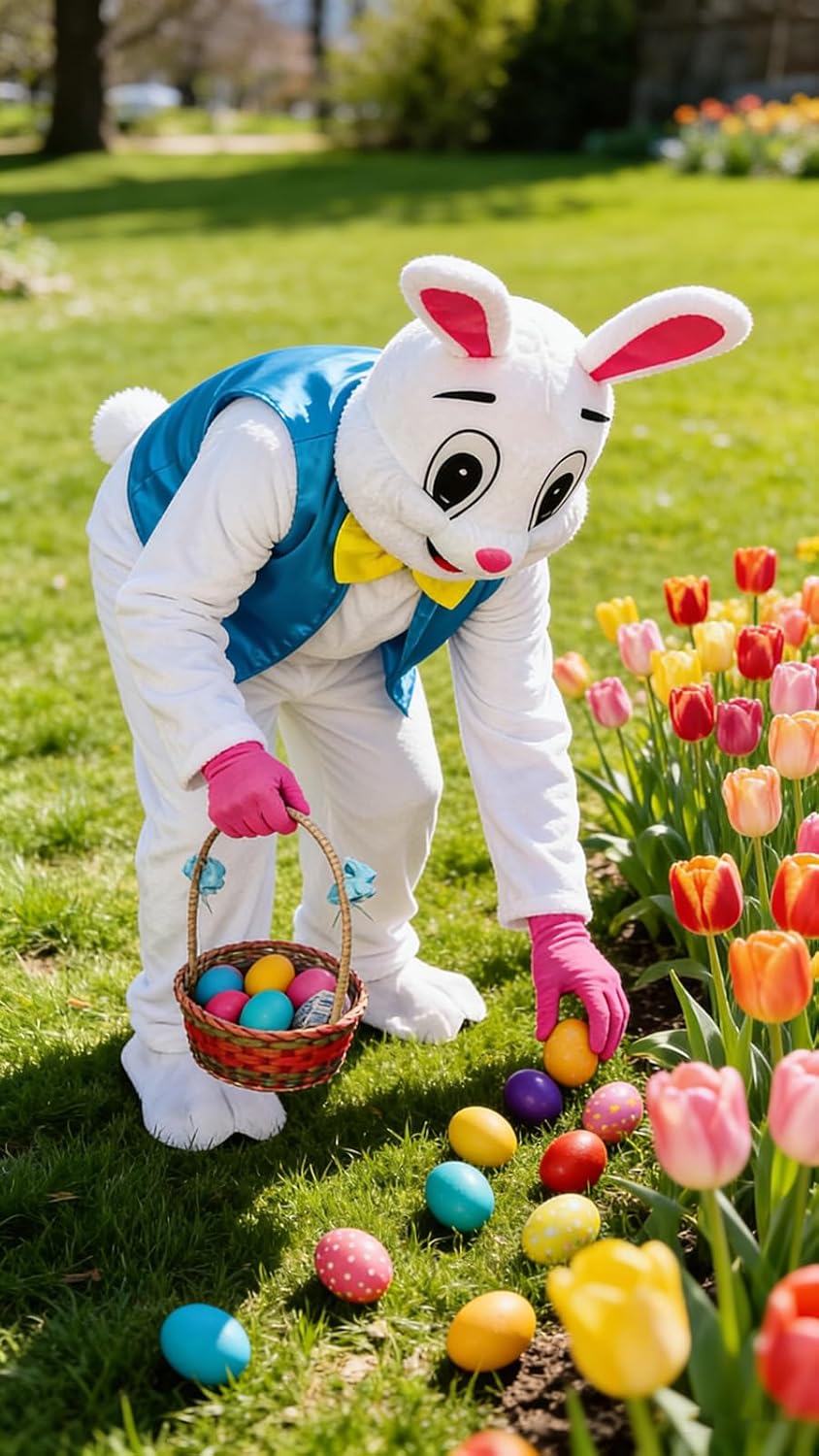 Easter Bunny Mask Rabbit Mascot Head Plush Animal Headpiece for Adults Party Dress Accessories Props