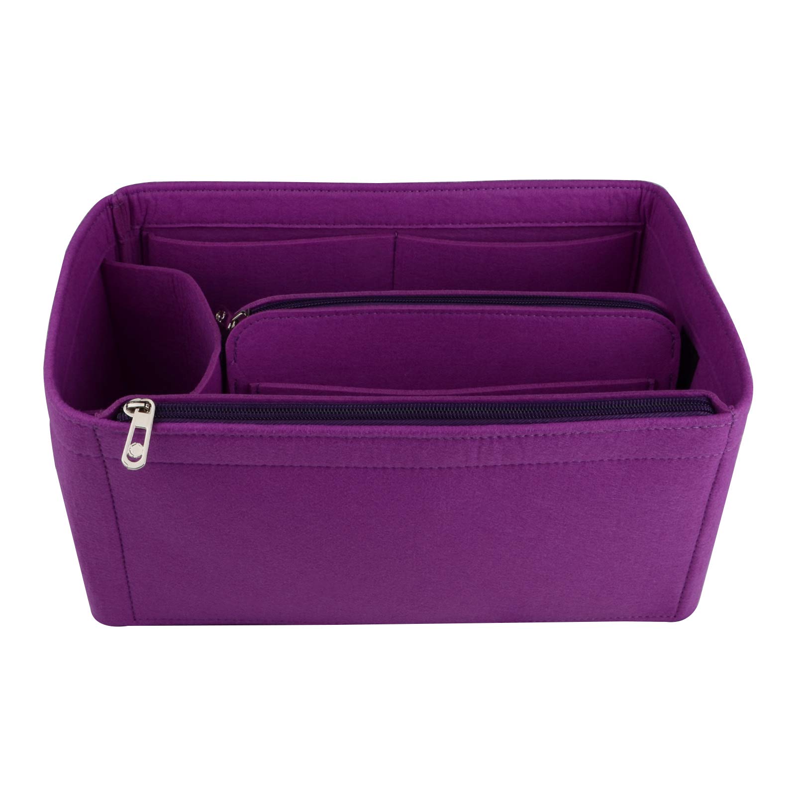Notag Purple Bag Organiser Felt Bag Organiser Insert Handbag Multi Pocket Tote Organiser Bag (, Small)