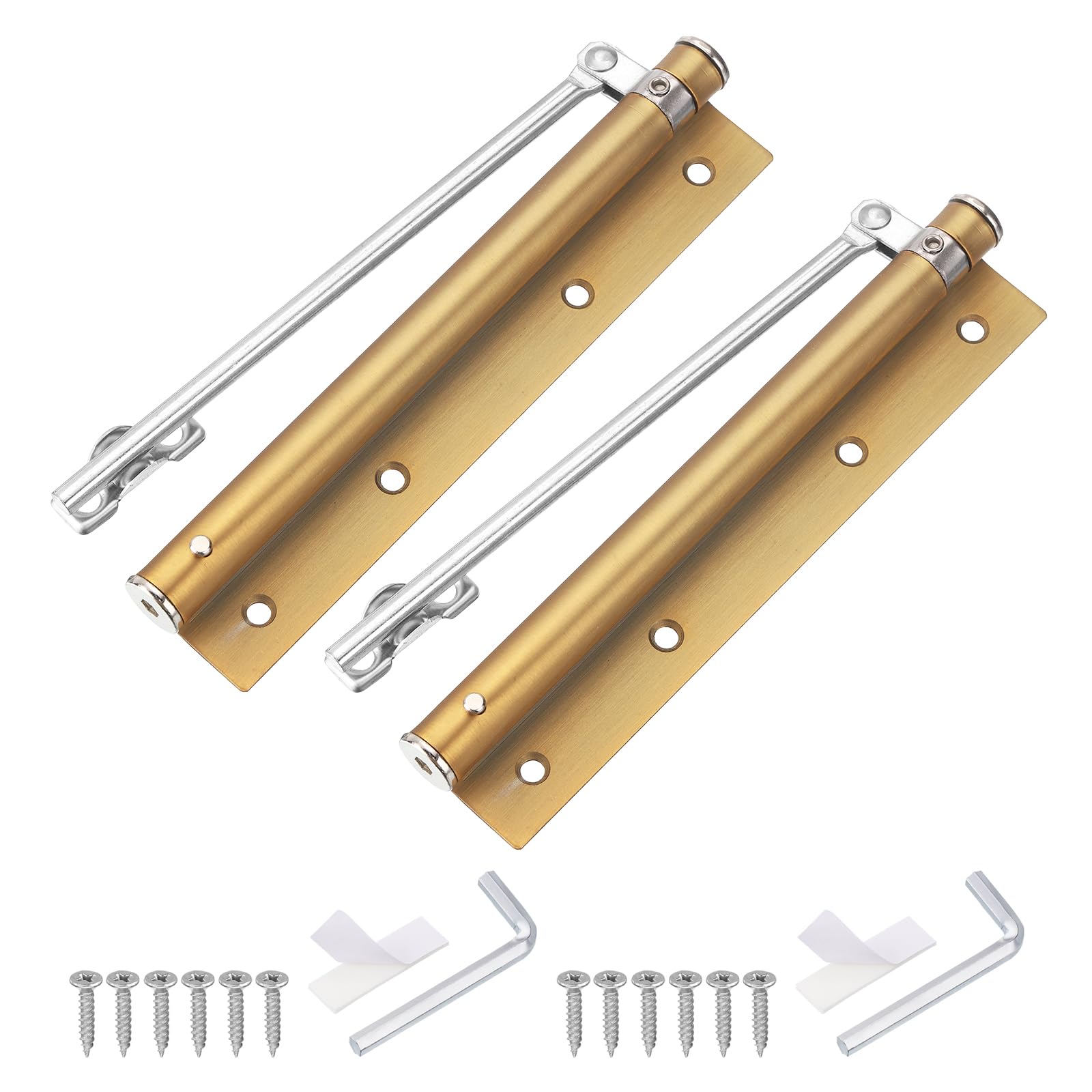 QUARKZMAN Chiudiporta a Molla 2 Pezzi 195mm/7,68", Chiudiporta Automatici Acciaio Inossidabile Velocità Chiusura Regolabile per Porte a Chiusura Automatica 20-40 Kg, Ottone