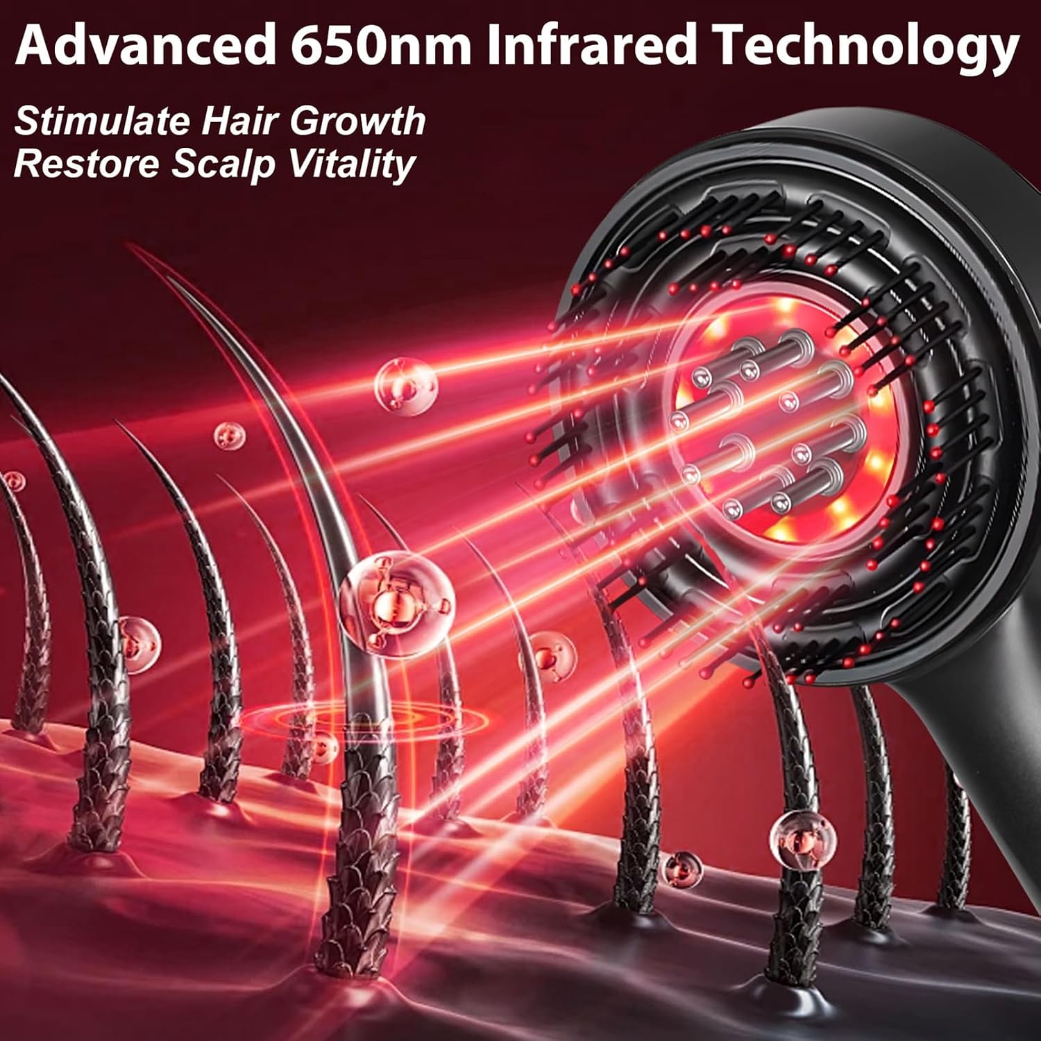 Laser Therapy Hair Growth Comb, Red Light Hair Brush, Electric Scalp Massager for Hair Growth, Hair Oil Applicator for Hair Care