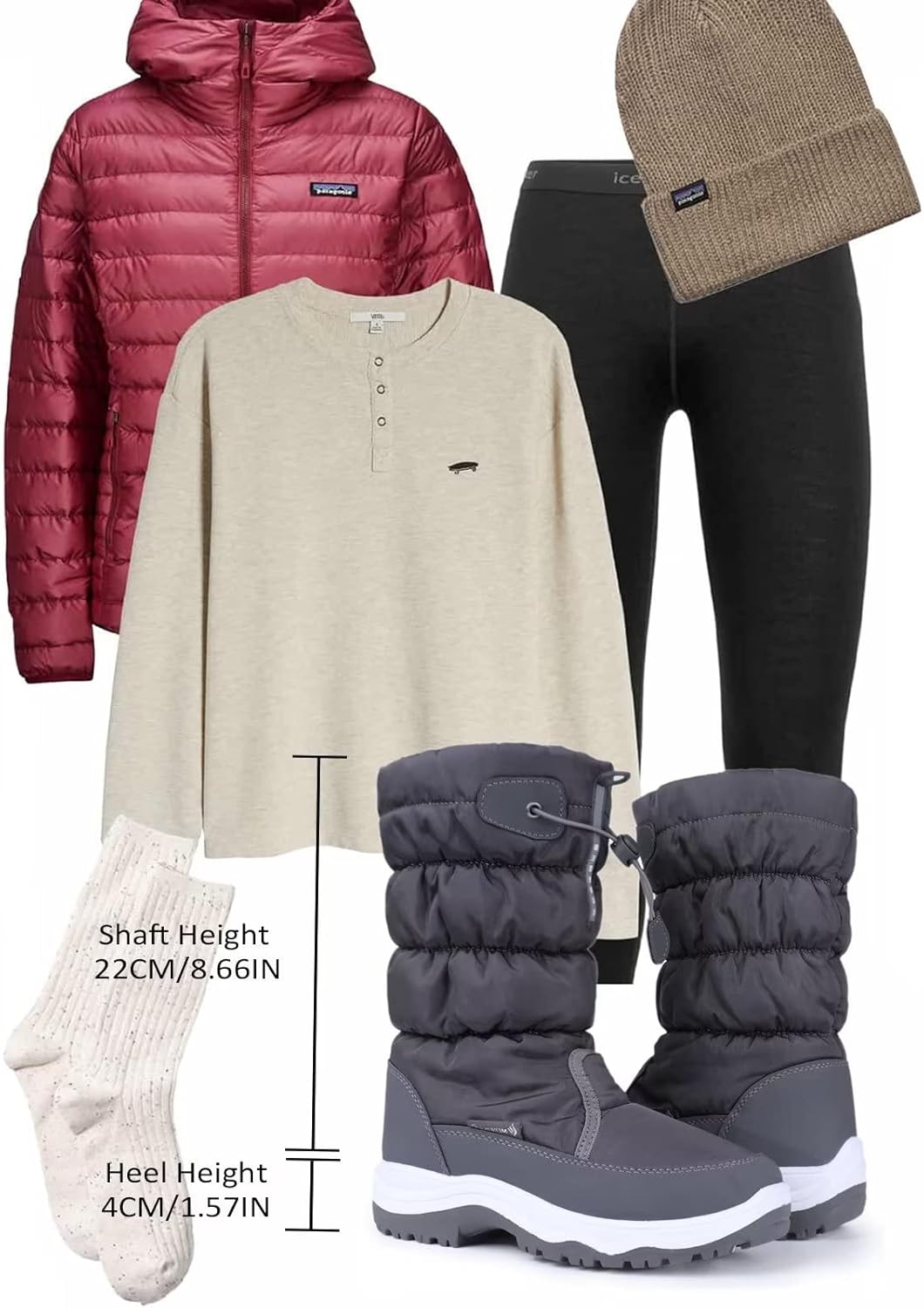 CIOR Women's Snow Boots Winter II Water-Resistant Fur Lined Frosty Warm Anti-Slip Boot U120WMX001-Gray-37 - Image 6