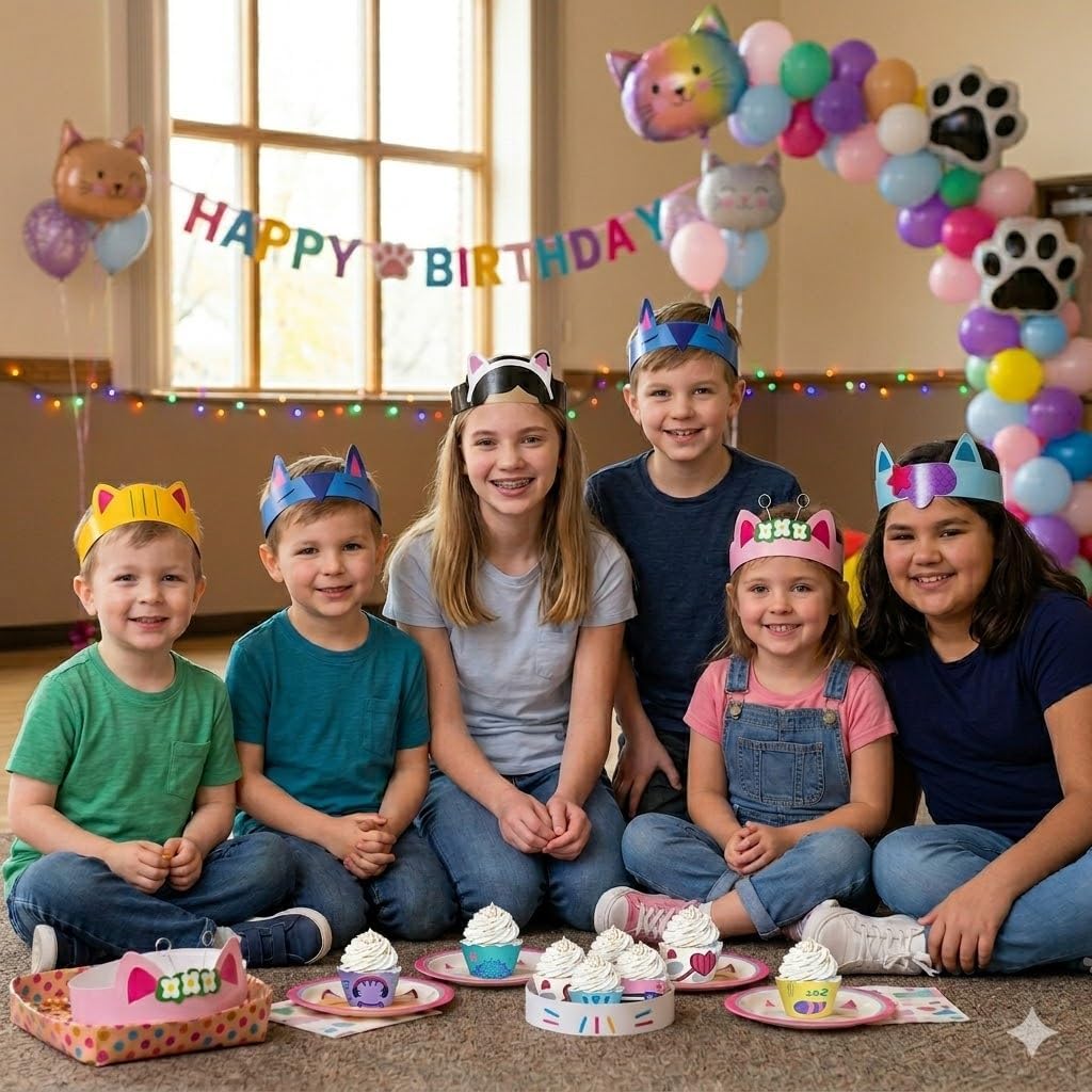 18 Cat Dollhouse & Friends Paper Crowns Headbands Tiara Party Favors image 5