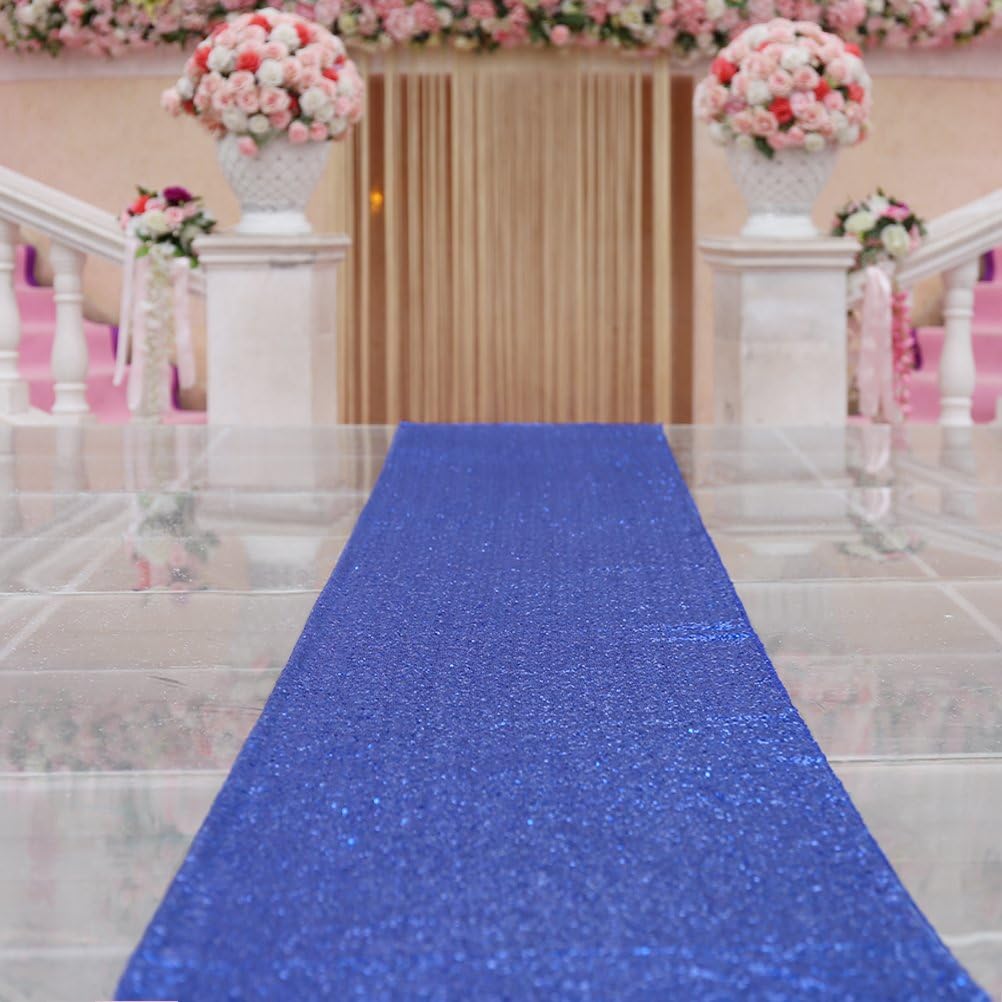 Trlyc Royal Blue Marriage Ceremony Runner Wedding Sequin Aisle Runner-24Inch by 15FT
