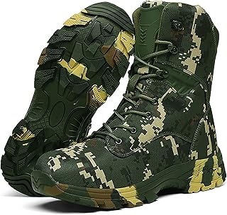 KINROCO Botas Tácticas Militares para Hombre Zapatos Desierto Combat Patrulla con Cremallera Botas de Senderismo Montañismo Offroad Pesca Caza(Size:45 EU,Color:Verde)