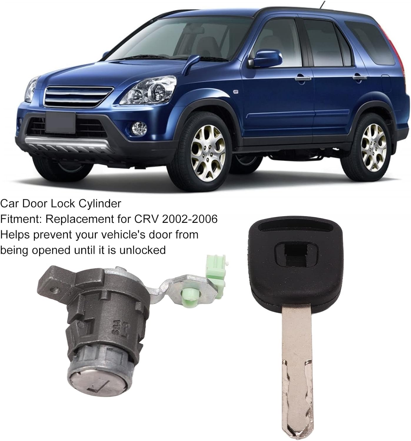 Car Door Lock Cylinder Key Set Left Front Excellent Mechanical Stability Replacement CRV 2002‑2006