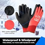 OriStout Gants de travail d'hiver imperméables pour les hommes et les femmes, écran tactile, gants de congélateur pour le travail en congélateur, gants thermique isolé de pêche, Super Grip, rouge, moyen