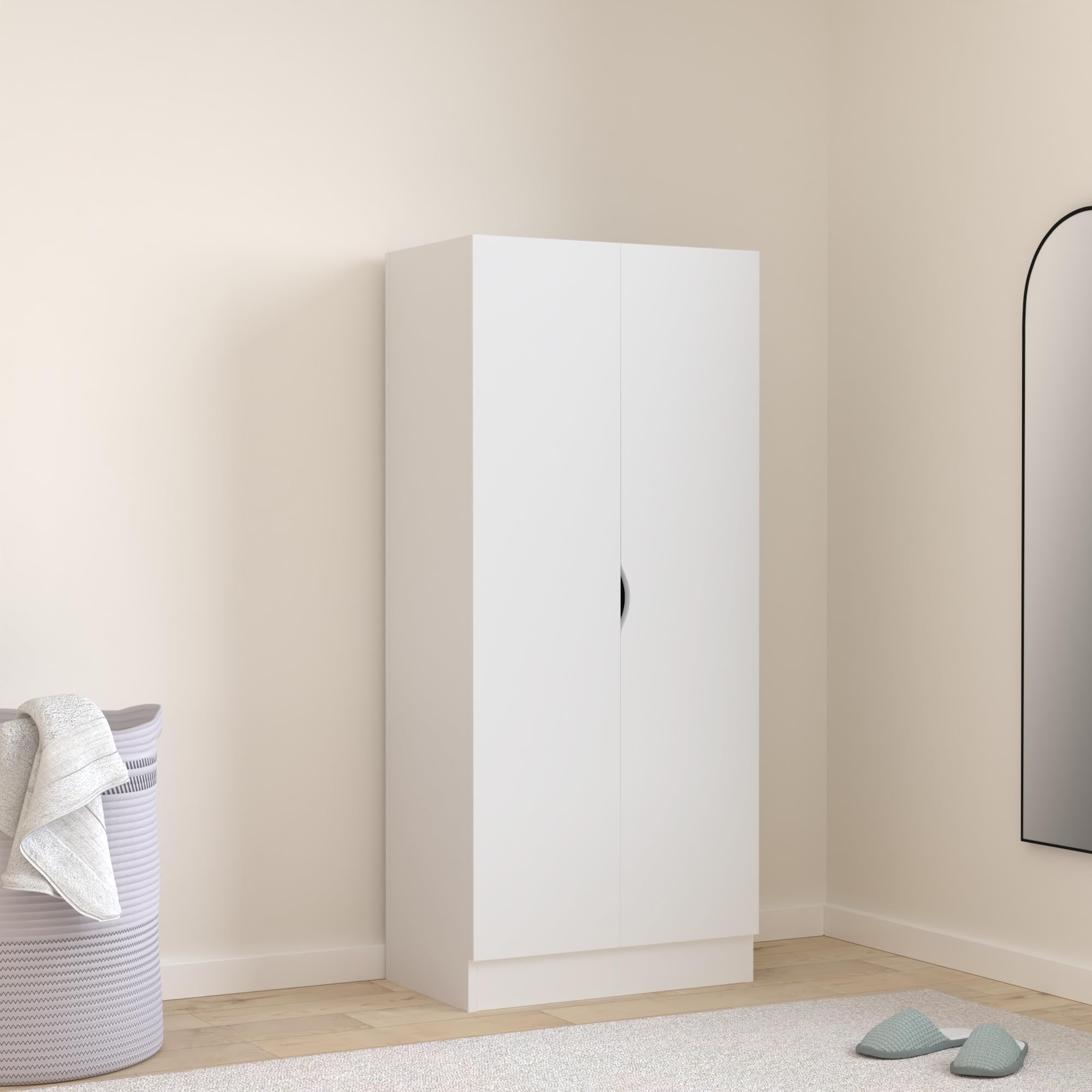 Leomark Blanc Armoire à Deux Portes - Roma - penderie pour vêtements, Style scandinave, Meubles pour Enfants, équipement pour la Chambre des Enfants, Dim: 161,5 (H) cm