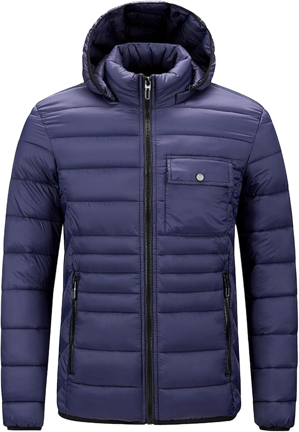 DGHM-JLMY Men's Full Zip Down Puffer Coat Lightweight Quilted Puffy Jackets Winter Warm Hooded Quilted Jacket