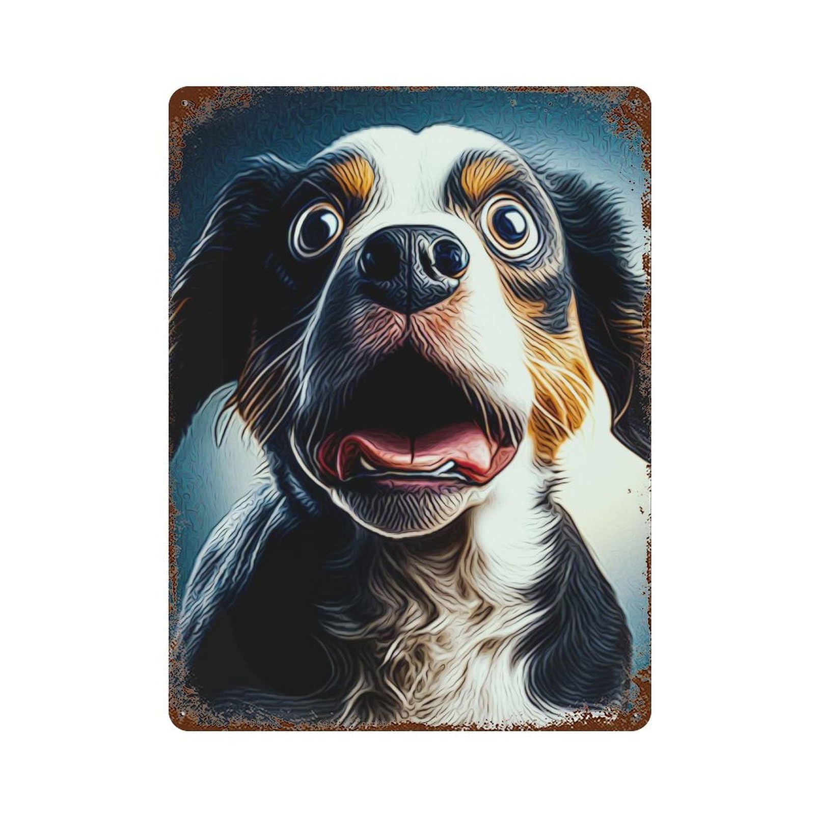 Dog 15.7"x11.8" Vintage Rust Metal Sign, Novelty Wall Decor for Living Room, Hallway And Home Decor