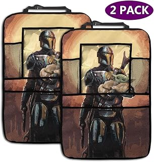 ALBXSWRR Paquete de 2 organizadores para asiento trasero de coche Baby Yoda The Mandalorian, accesorios para coche, alfombrillas protectoras para asiento trasero con soporte para tablet aumentado