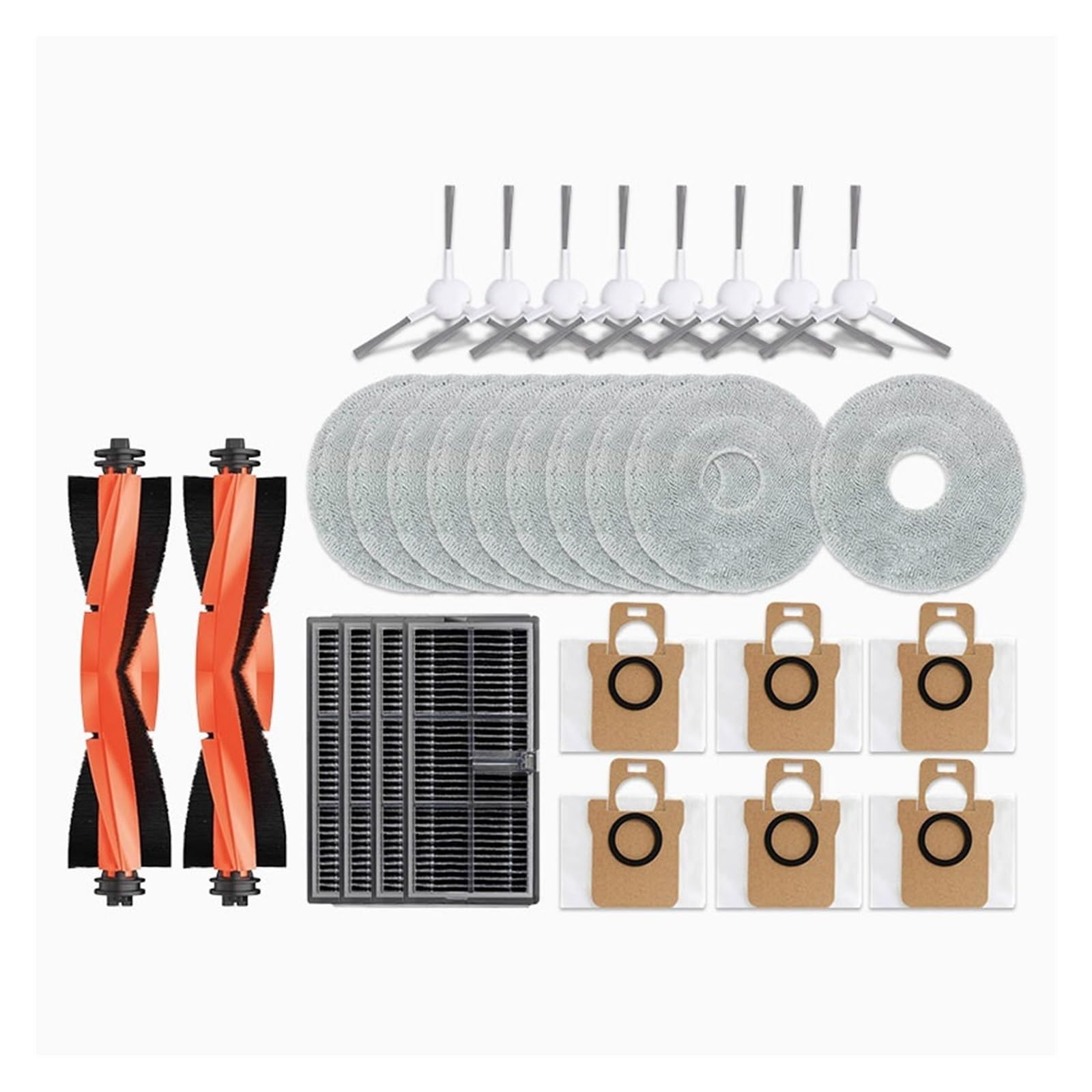Compatible con Xiaomi Mijia M30S D103CN Robot Aspirador Accesorios Cepillo Lateral Principal Filtro HEPA Paño de Fregona Bolsa de Polvo Repuesto(Combination Pack 4)