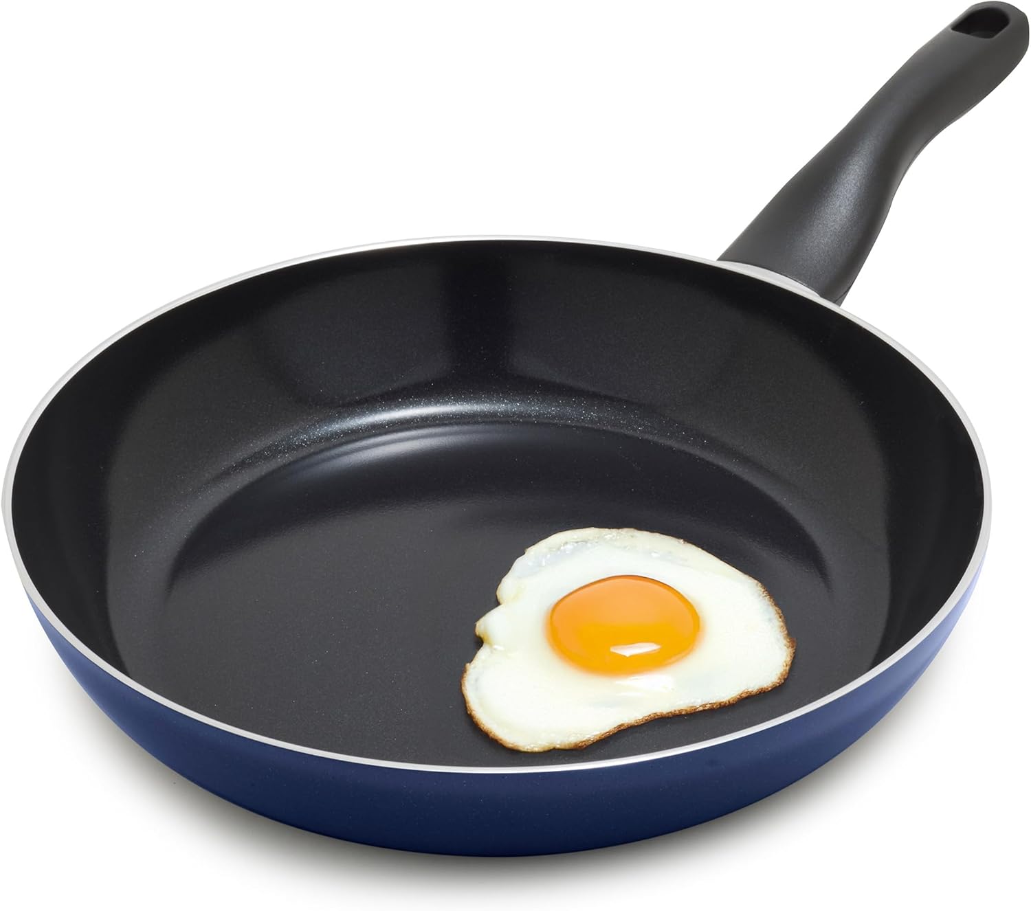 Deco 11” Nonstick Frying Pan Skillet, Made in Italy, Diamond Ceramic PFAS-Free, Dishwasher & Metal Utensil Safe, Durable Gloss Enamel Finish, Stay-Cool Handle, High Walls-Extra Room, Blue 11" Frying Pan Skillet Blue