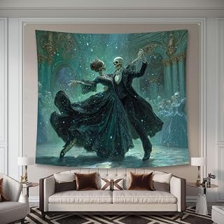Liuzhouzai Romantic Skeleton Dancer Tapestry Wall Hanging Gothic Scary Personalized Background Living Room and Bedroom Wall Decoration 60 x 50 Inches