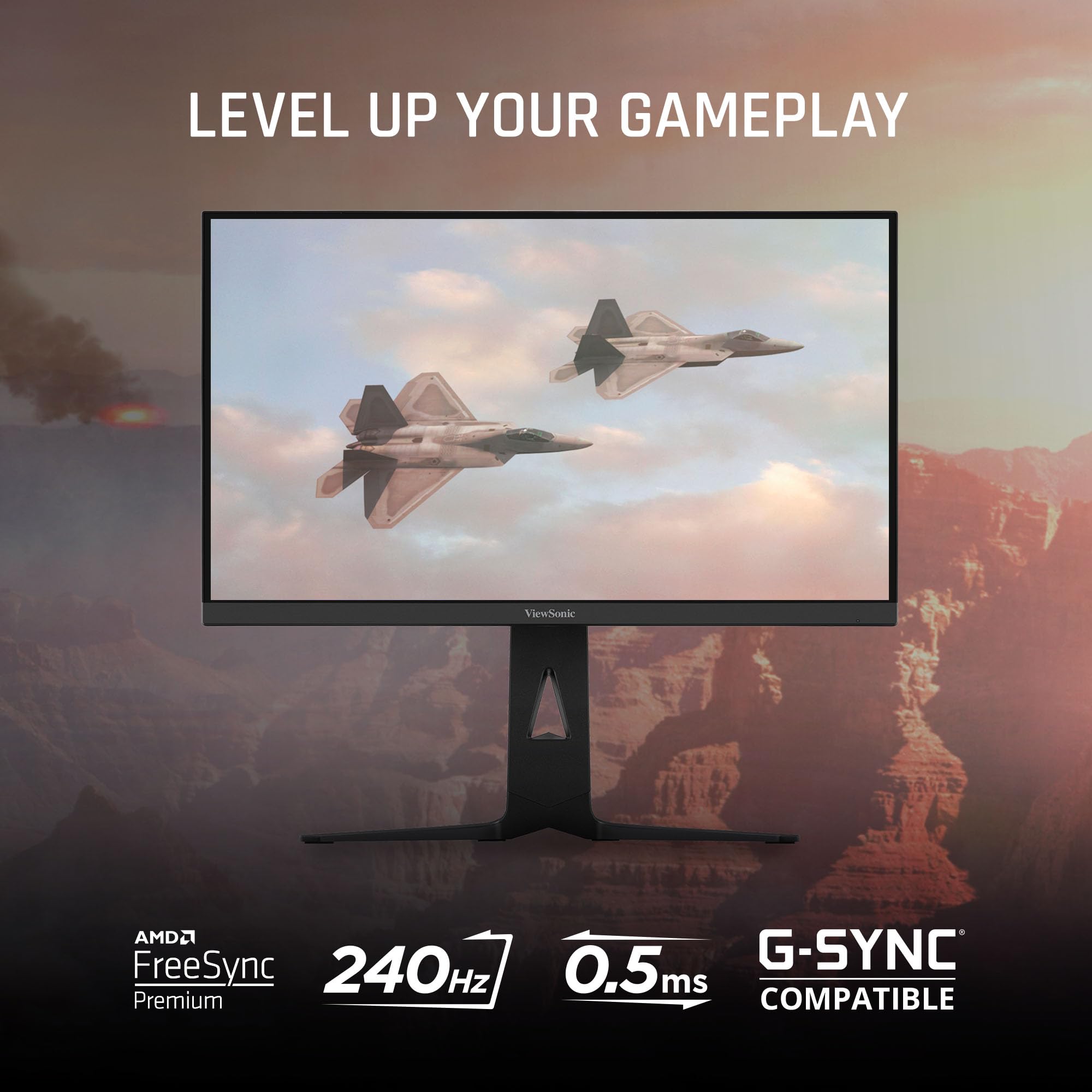 ViewSonic XG2736-2K 27 Inch 1440p Gaming Monitor, IPS with 240Hz and 0.5ms for Pro-Level Gameplay, FreeSync Premium and G-Sync Compatible, Advanced Ergonomics, 65W USB-C, HDMI, and DisplayPort Inputs - Detailed View