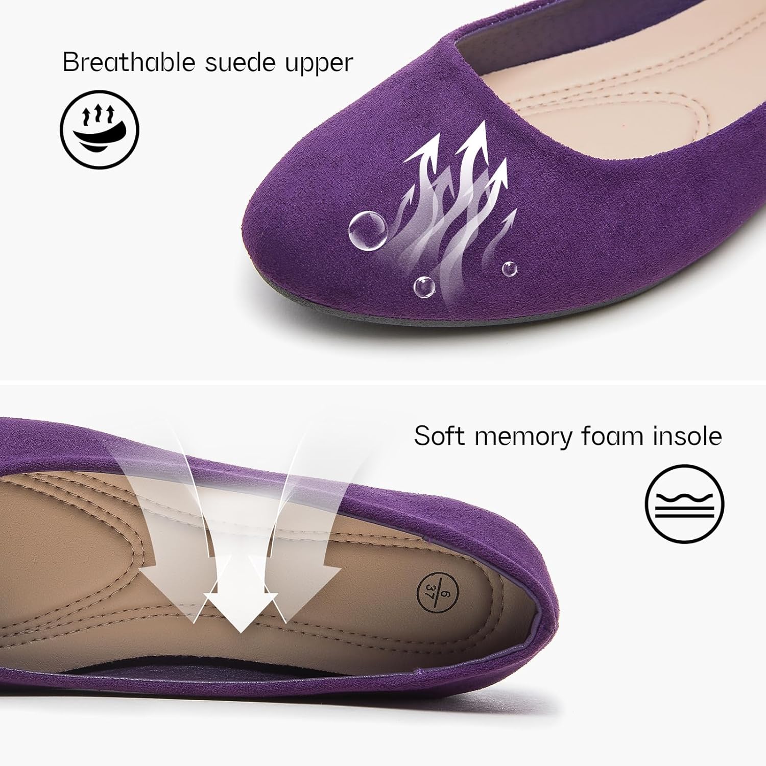 Shupua Flats for Women Round Toe Flat Shoes Dressy Black Ballet Flats Comfortable Womens Dress Shoes Ballerina Flats for Work - Image 7