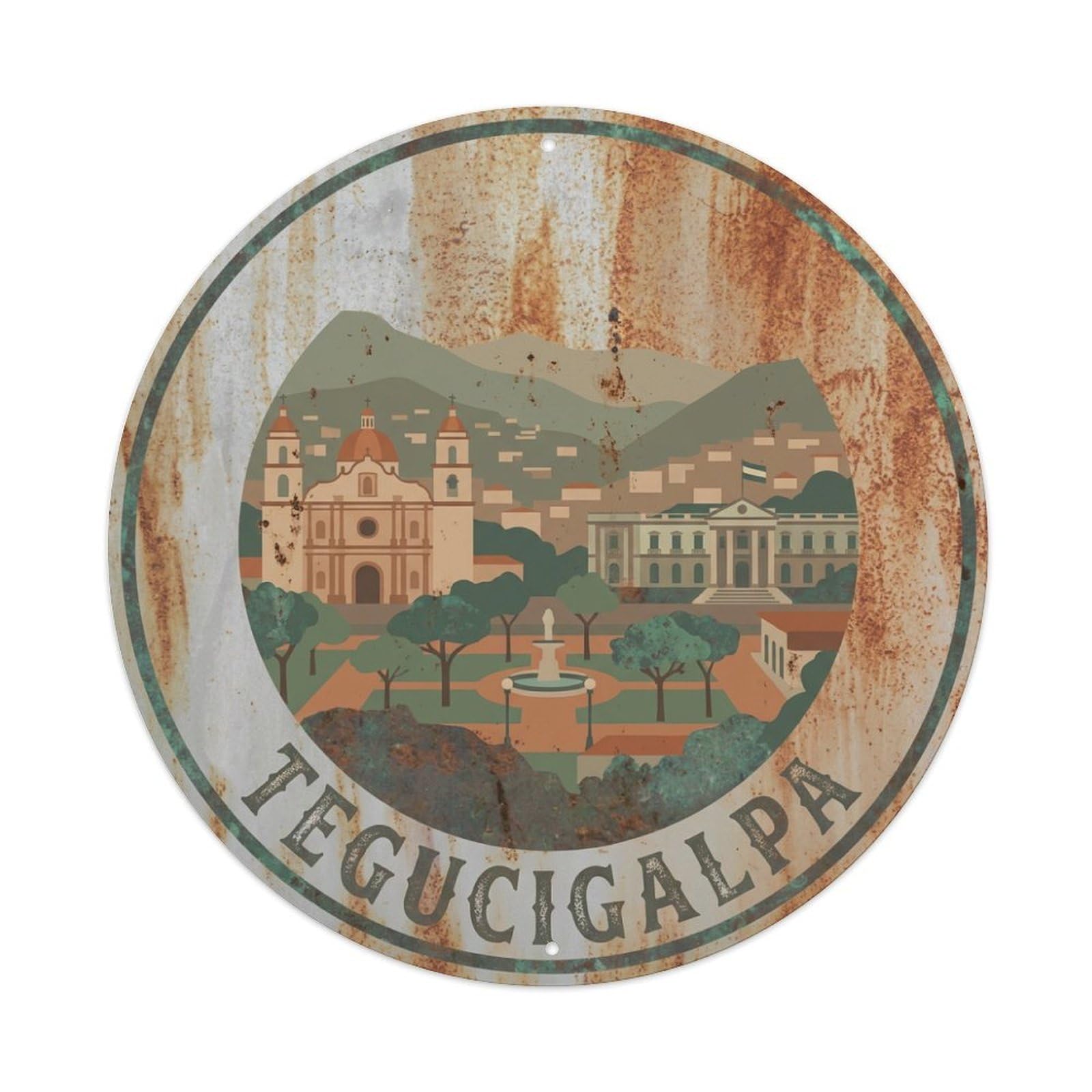 Vintage Travel Honduras Tegucigalpa Metal Tin Sign