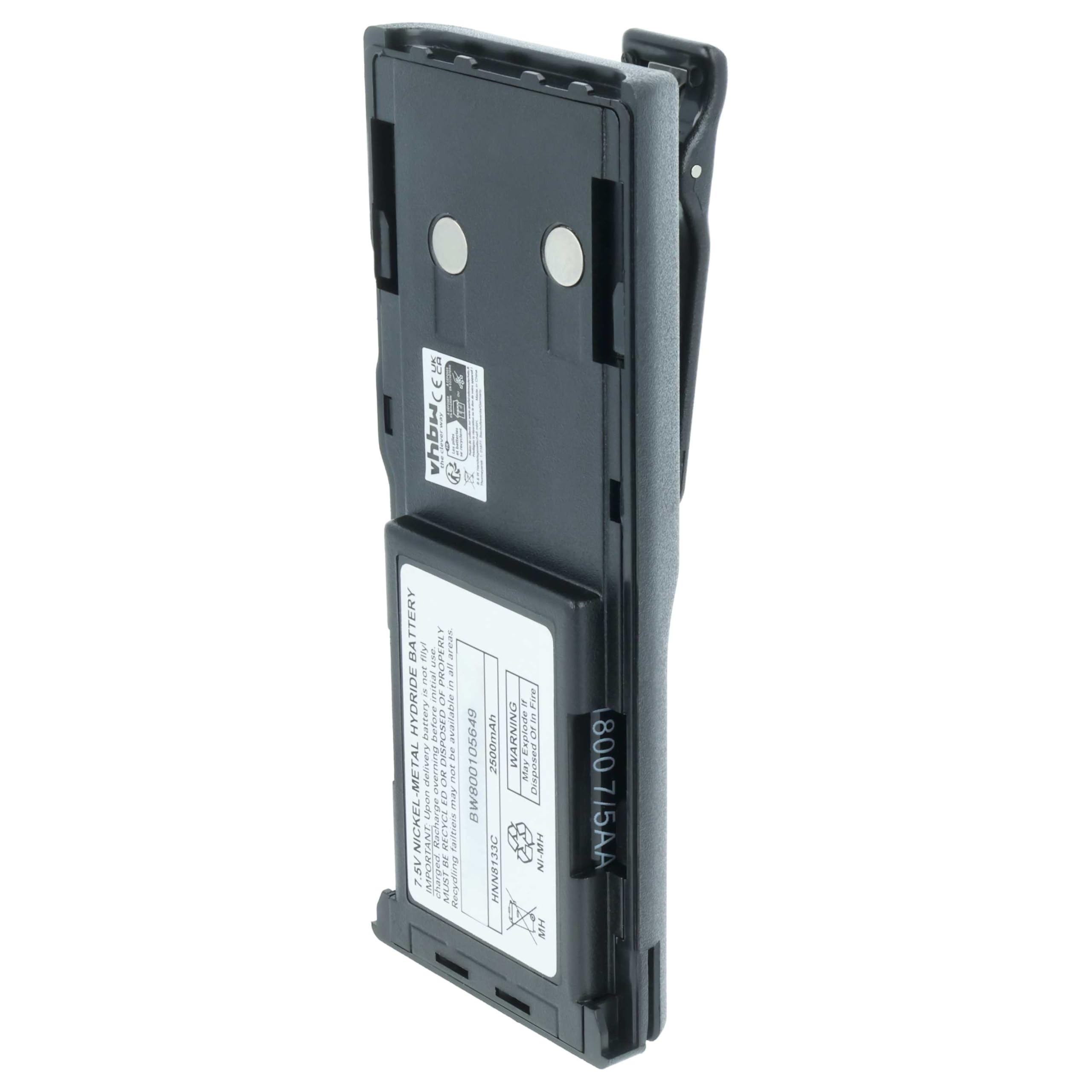 vhbw 2 x bateria kompatybilna z Motorola GTX900, GTX LTR przenośne radio (2500 mAh, 7,5 V, NiMH) + klips