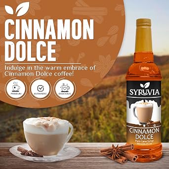 Syruvia Pistachio Syrup & Cinnamon Dolce Coffee Syrup - 25.4 fl oz. Premium Coffee Flavoring Syrup. Kosher, and Gluten-Free. Perfect for Enhancing Drinks, Lattes, Shakes, Desserts, and More.