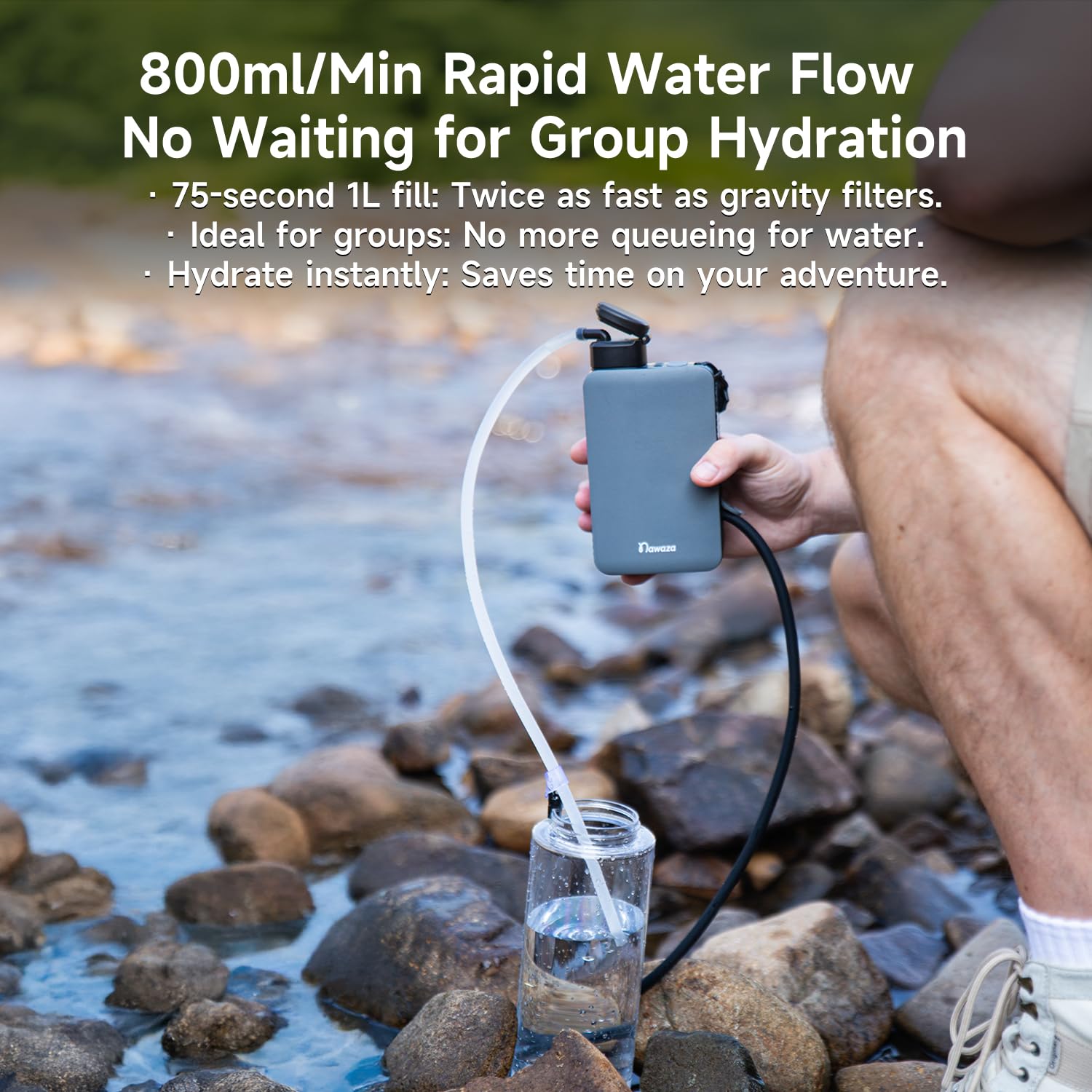 Nawaza Filtro de agua eléctrico portátil, purificador de agua de 0.01 micras para acampar al aire libre, senderismo, camping, sistema de filtración de agua, supervivencia, camping, viajes y emergencia