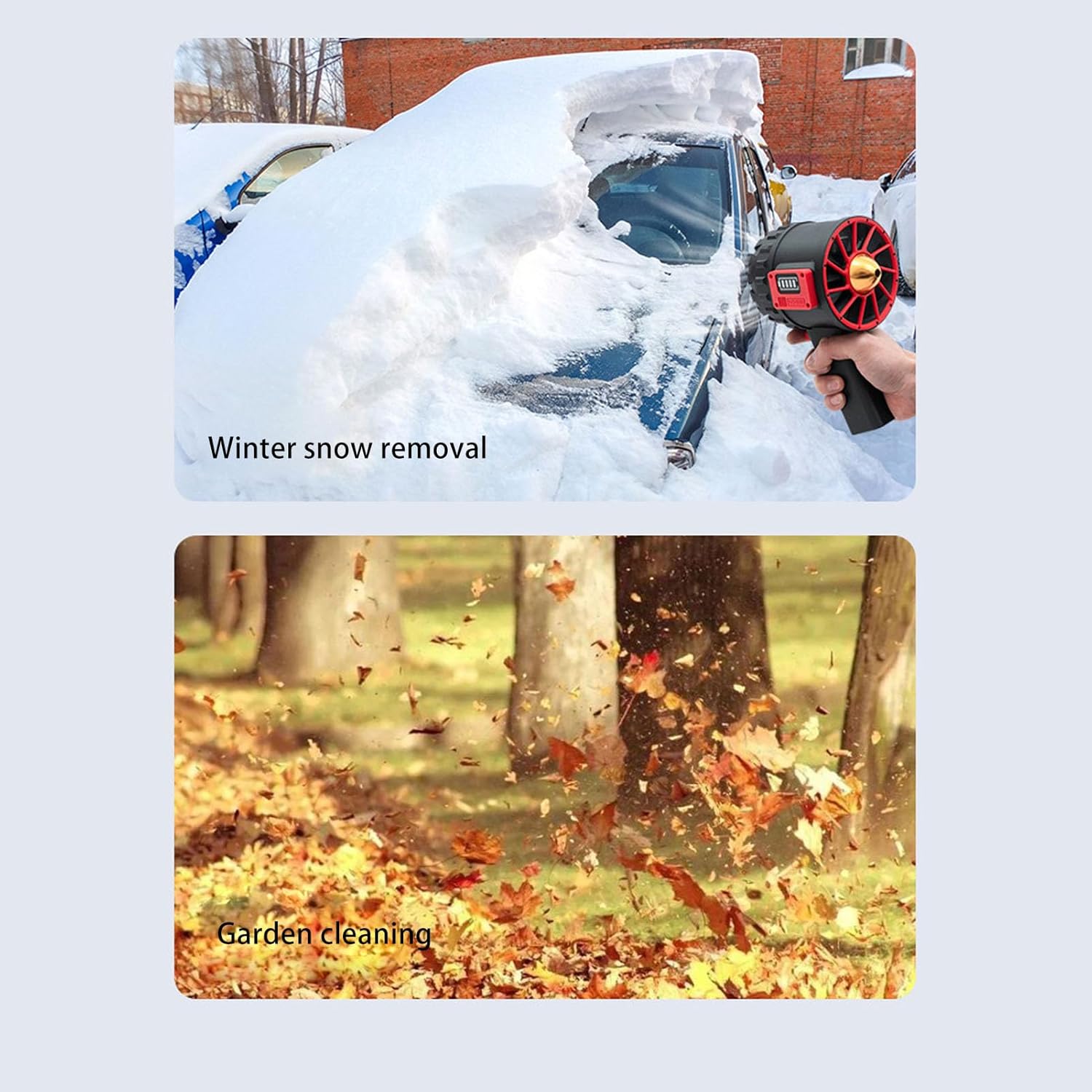 Electric Leaf Blower, Professional Efficient Portable Handheld Turbo Fan with Stepless Speed Adjustable, Hand Held Snow Blower for Car, Up to 5000g Thrust