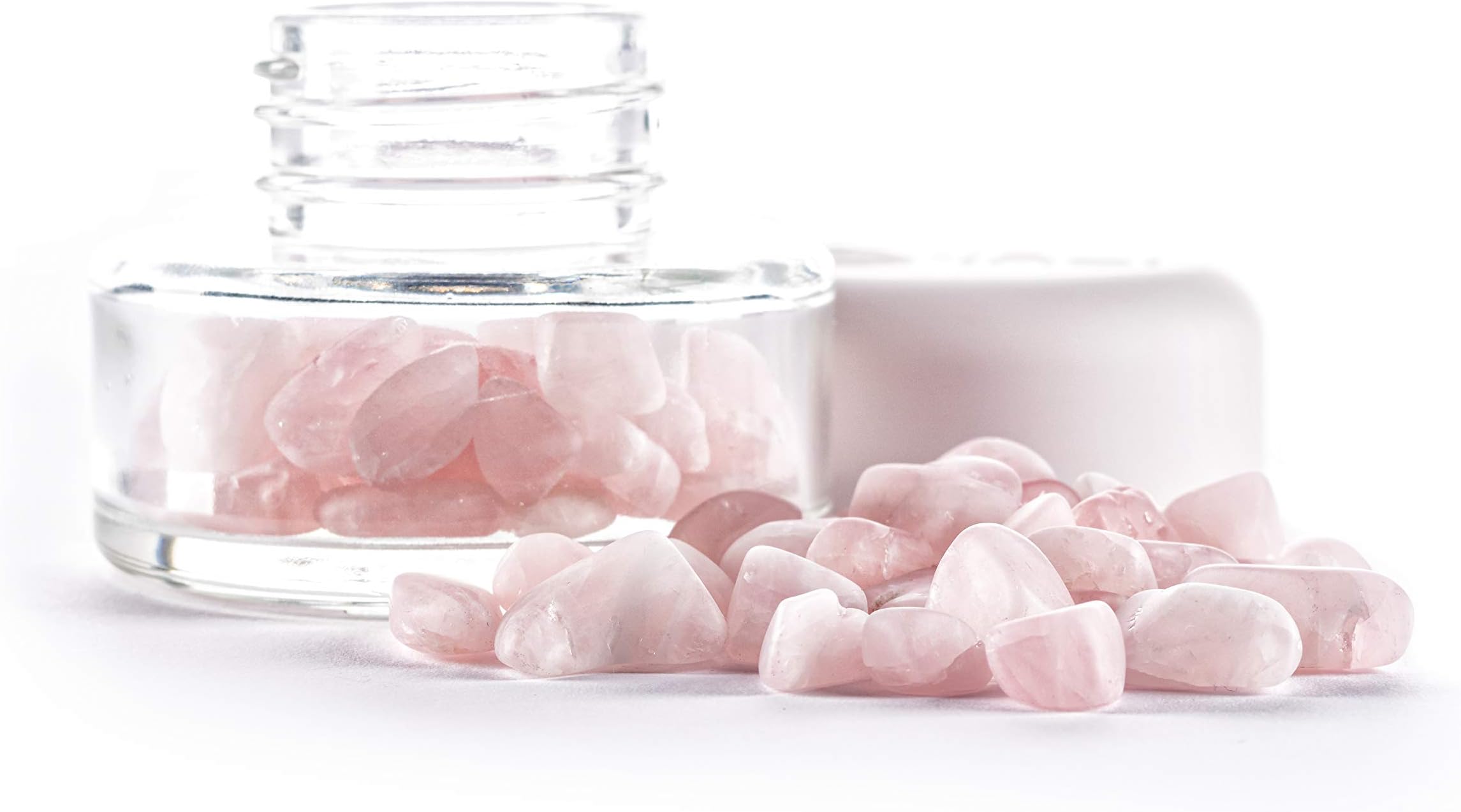 VitaJuwelInu! Crystal Jar | Harmony ++ Glass with gems to Prepare Crystal elixirs ++ Rose Quartz