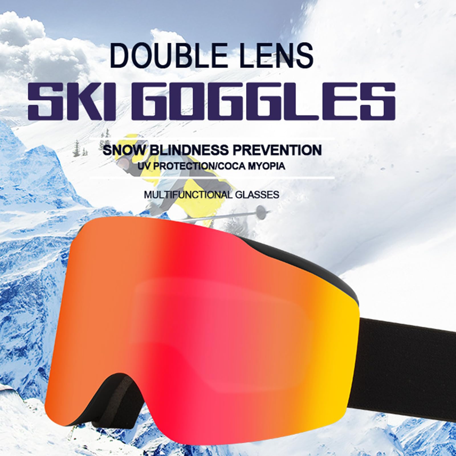 Lunettes de protection anti-buée pour snowboard - Protection UV - Neige - Sport de plein air - Ski - Protection UV - Double couche