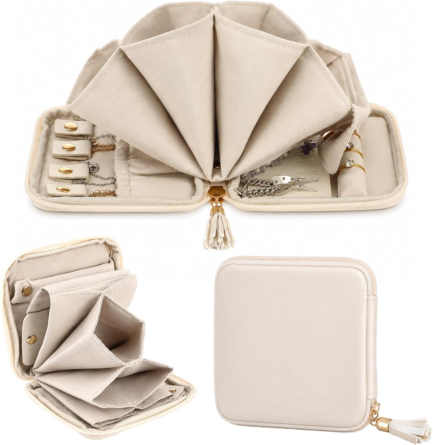 2pcs Travel Jewelry Case Organizer Mini Pouch Compact Storage