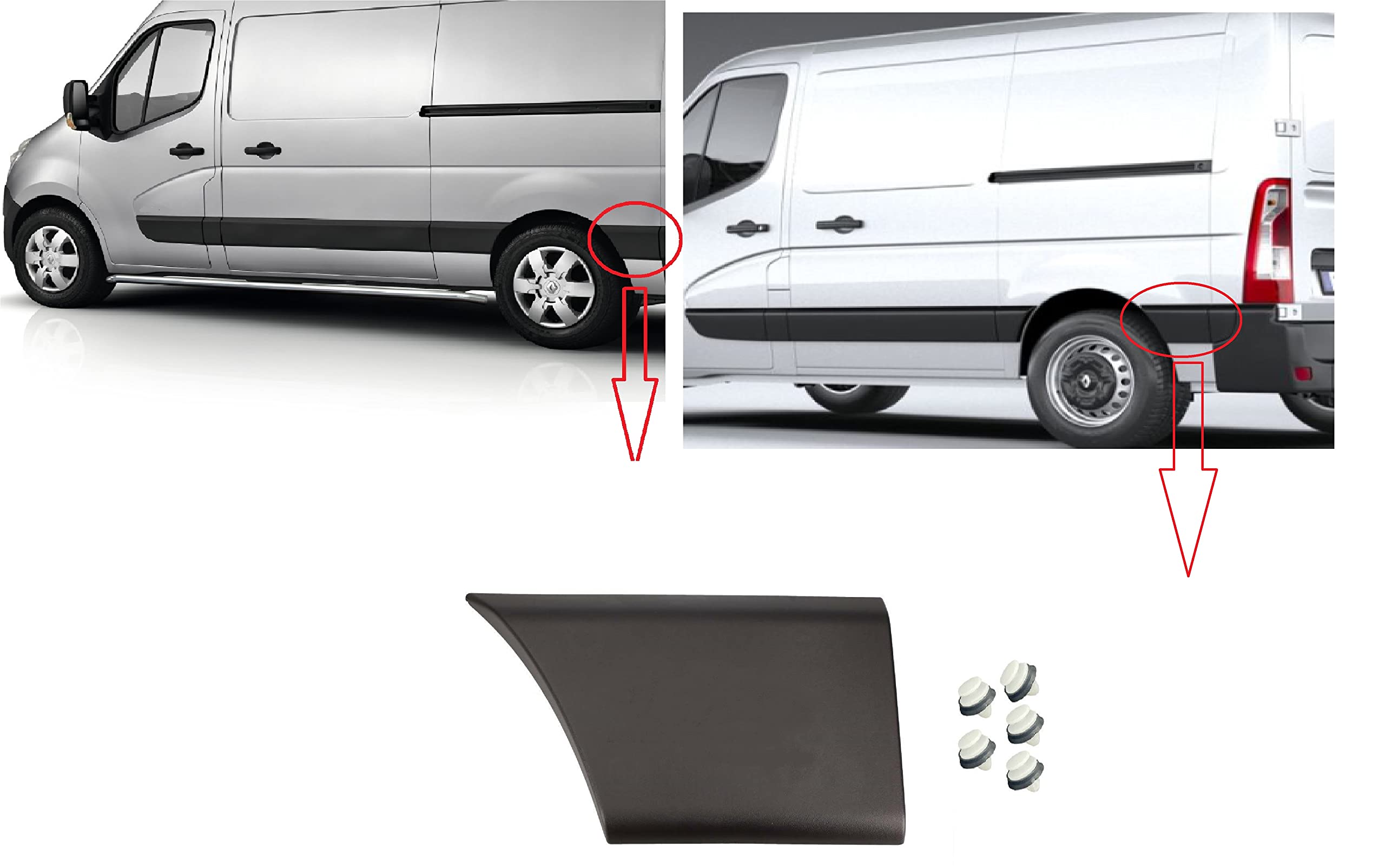 Panneau de Moulure Bande Trim Gauche Arrière (Châssis Court - L1 & L2) pour Master III, Movano, NV400 2011-2021 OE: 768F20005R
